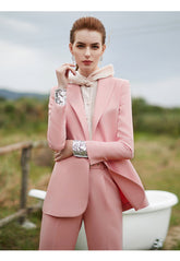 Pink Tailored Elegant Pant Suit Sets - FashionByTeresa